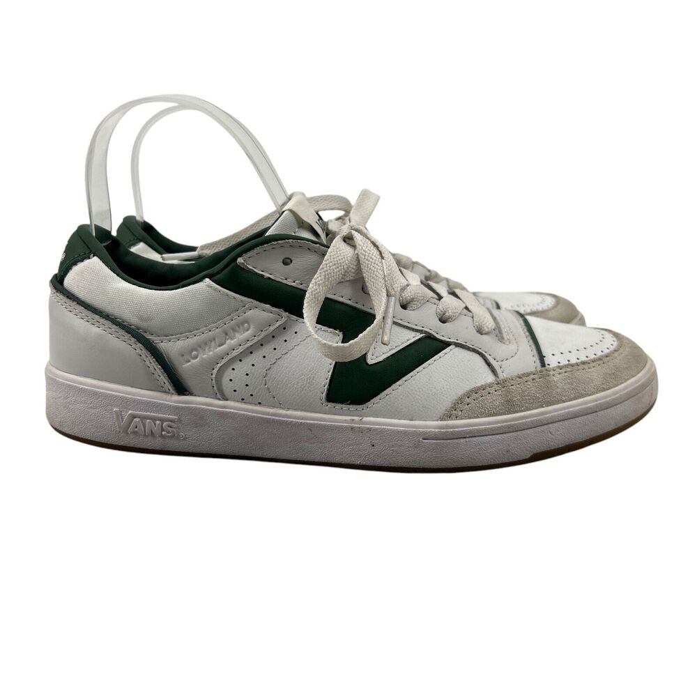 Vans Shoes Women 9.5 Sneakers Comfy Cush Era White Green Leather Skateboarding